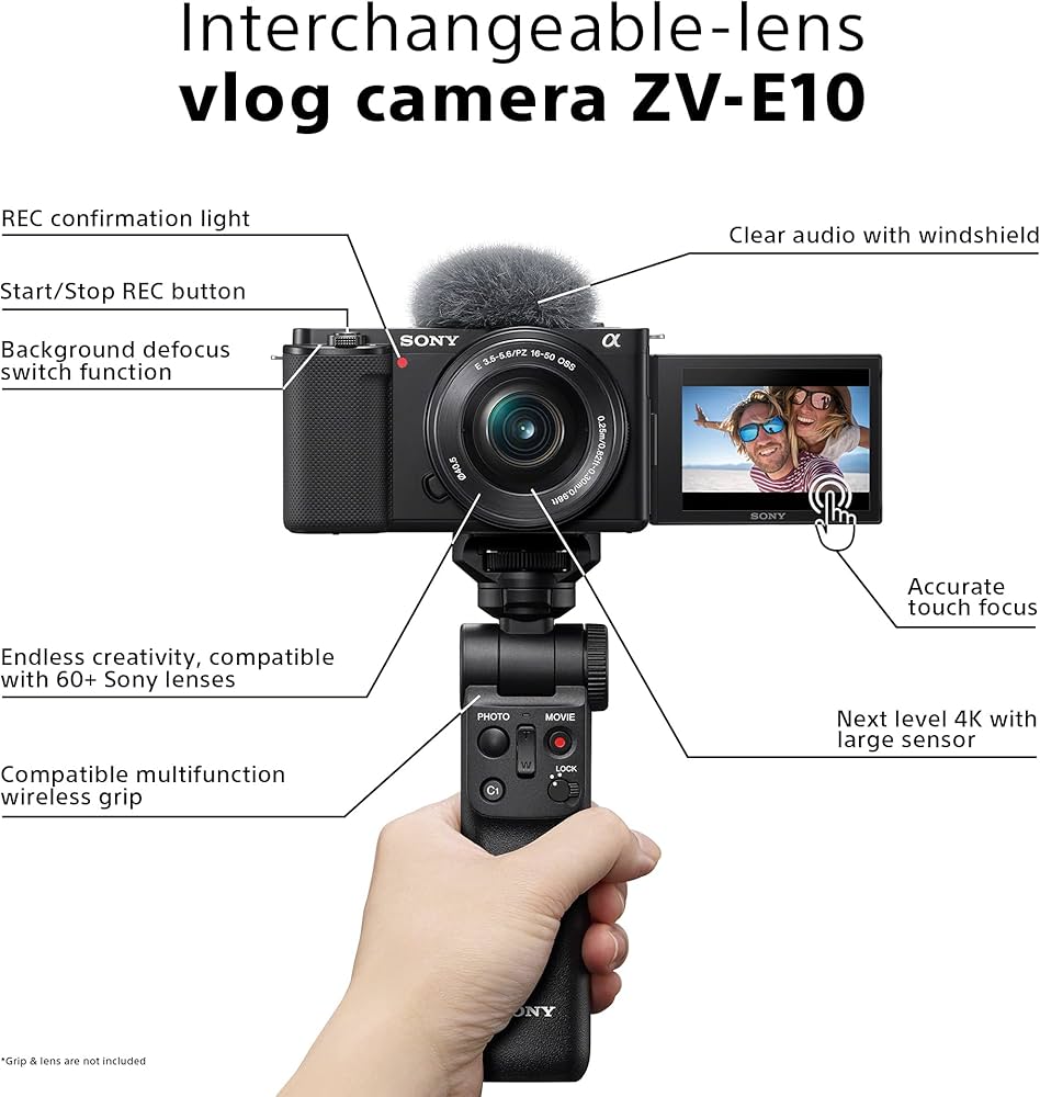 Sony ZV-E10 Mirrorless Vlog Camera (APS‑C Sensor, 4K Video, Flip